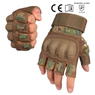 Tactical Half-Finger Gloves with Exoskeleton Armor | Camouflage, Anti-Impact, Slip-Resistant for Outdoor Sports & Riding