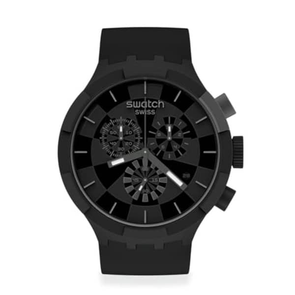 Big Bold Chrono Unisex Watch Casual Plastic Black Automatic Waterproof Checkpoint Black