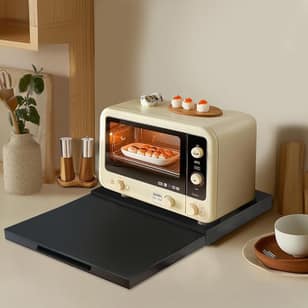 Multifunctional Microwave Oven Stand with Pull-Out Shelf for Kitchen Countertop Storage