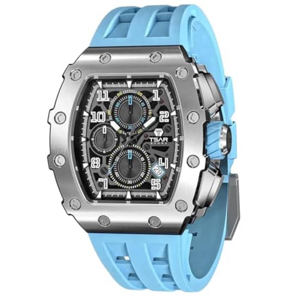 Mens Watches Quartz Wristwatch For Men Waterproof 50M Analog Luxury Tonneau Chronograph Calendar Date MenS Dress Business Work Watch Gift For Men