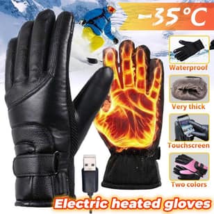 Winter Men Heated Gloves Rechargeable USB Hand Warmer Electric Heating Gloves Winter Cycling Thermal Touch Screen Bike Gloves Windproof Heating Glove,Touch Screen,warm Glove