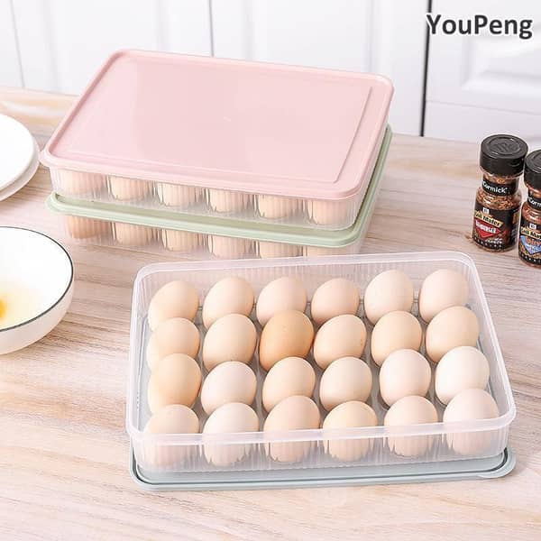 YouPeng Kitchen 24-compartment Refrigerator Egg Box Fresh-keeping Box Plastic Portable Food Storage Box(1PCS/2PCS)