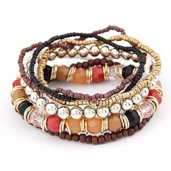 Fashion Jewelry Bohemian Multilayer Beads Bracelets & Bangles for Women Elastic Strand Bracelets Woman